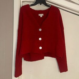 Ava & Viv Rich Red Button-Up Cardigan